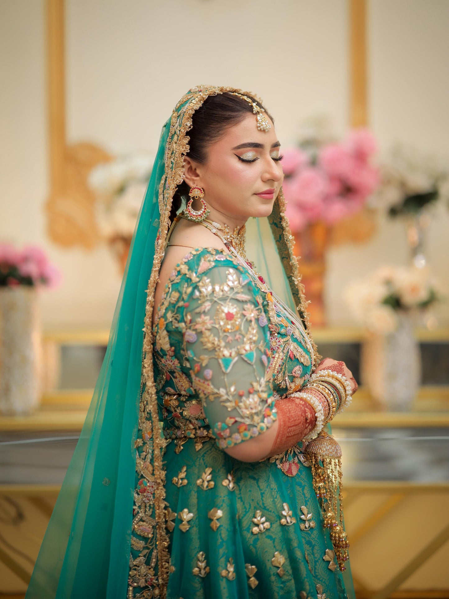 Elegance in Emerald: Custom Mehndi Ensemble