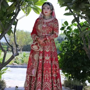 Stunning Cherry Red Bridal Lehenga